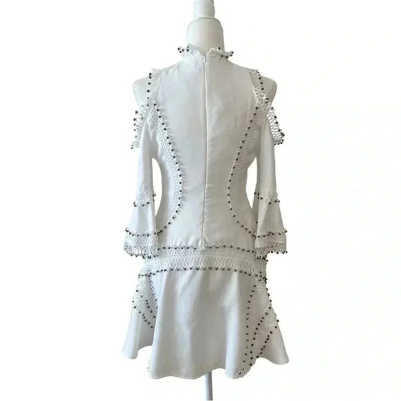 Mackenzie And Me White Beaded Cold Shoulder Dress - Picture 4 of 8